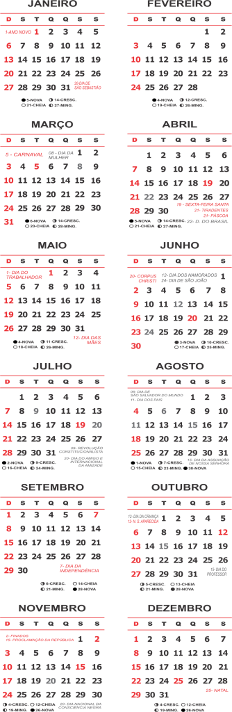 Base Calendário 2019 Coluna Verical | Imagem Legal