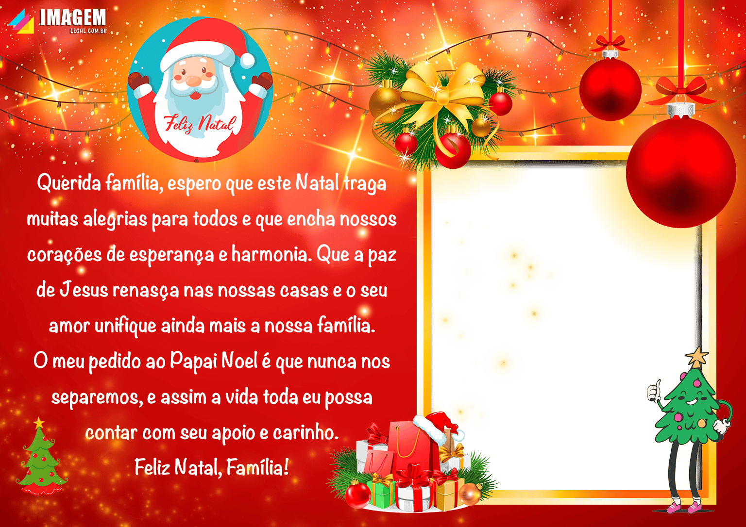 Querida Família Mensagem de Feliz Natal PNG Moldura - Imagem