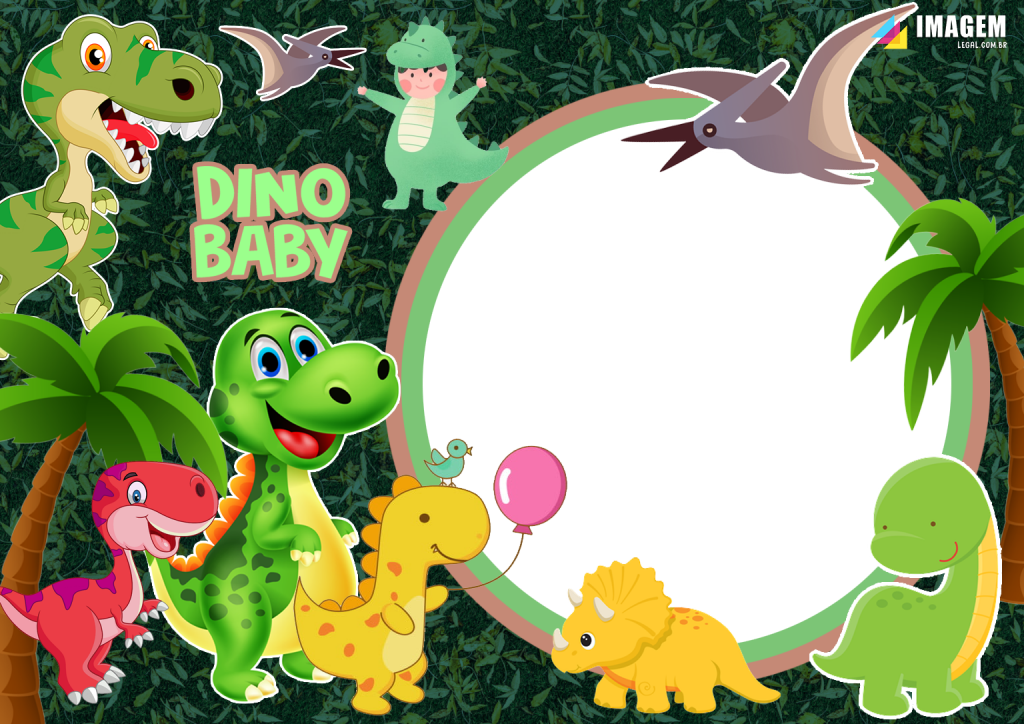 Moldura Dinossauro Baby PNG - Imagem Legal