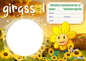 Convite de Aniversário para Editar com Montagem de Foto em PNG, Im…