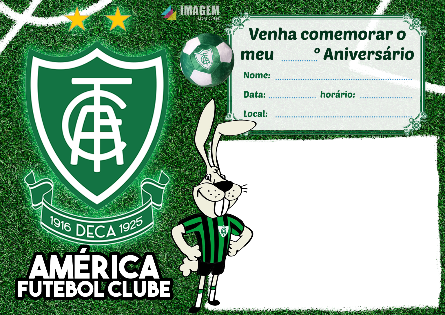 Convite de aniversário Atlético Mineiro para editar e imprimir