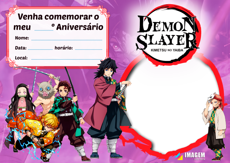 Convite Digital Interativo Anime Demon Slayer