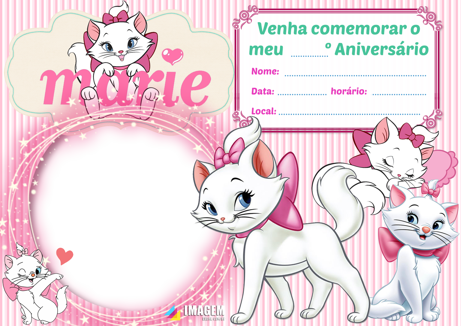 Calendário Gatinha Marie 2024 Moldura PNG - Digital Grátis