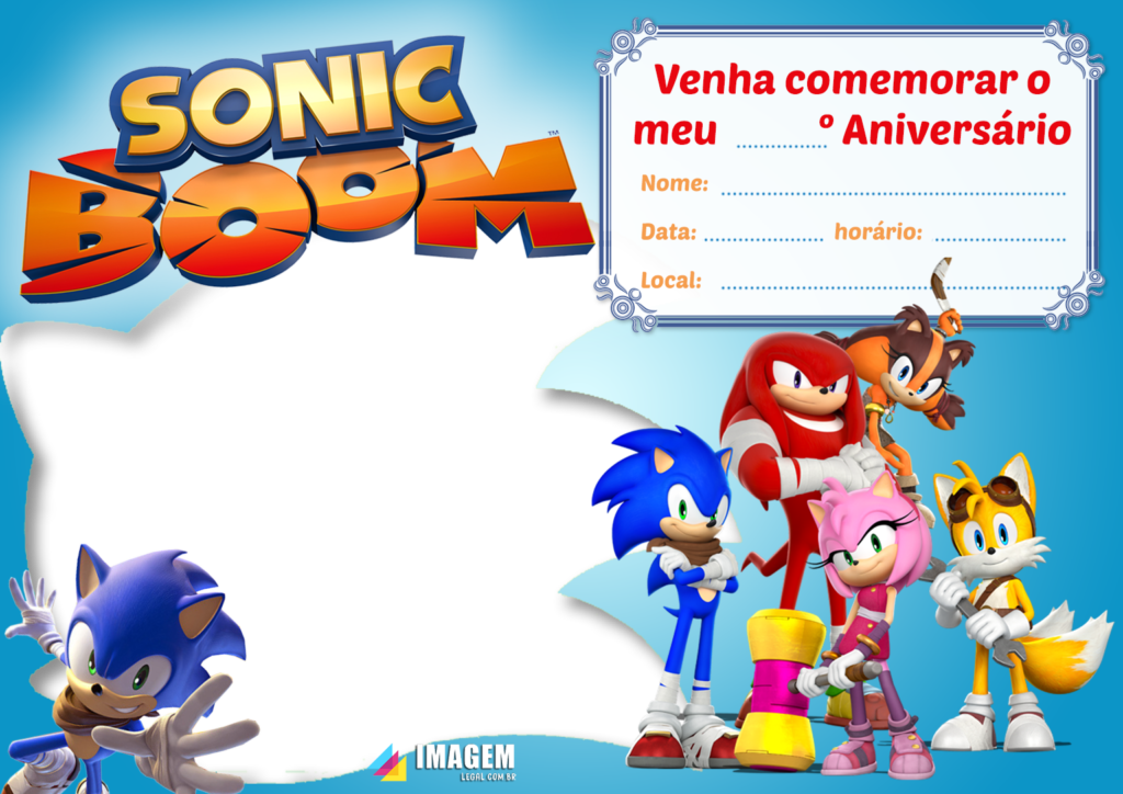 Sonic Boom Etiqueta Escolar para Imprimir - Imagem Legal