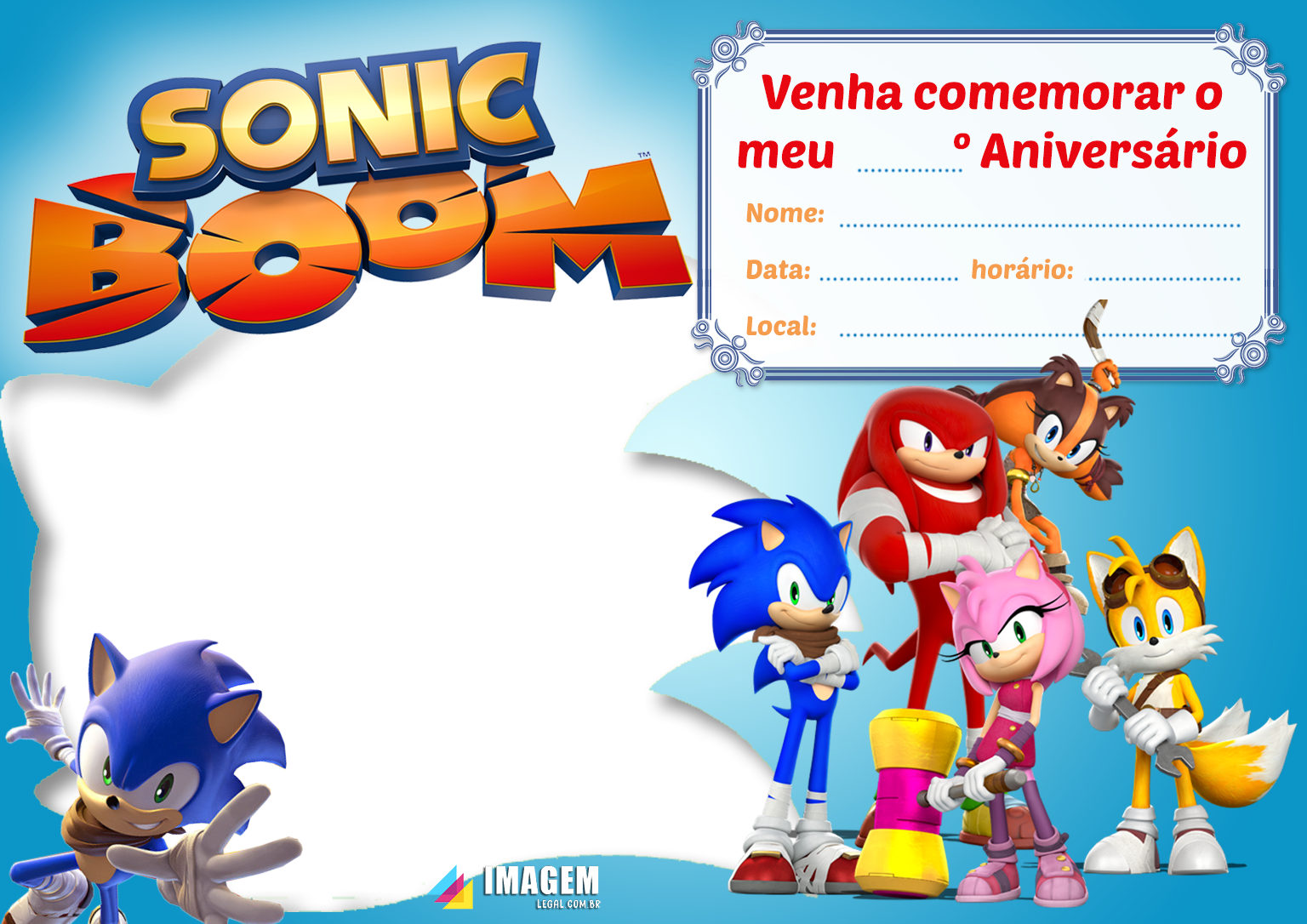 Convite Sonic em 2023  Convite de aniversário, Aniversario