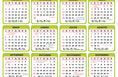 Gabarito de Calendário 2021 Verde Abacate - Imagem Legal