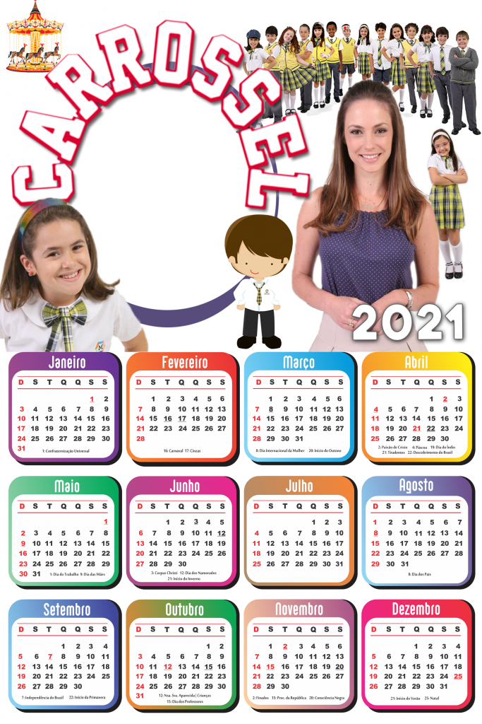 Calendário 2021 Carrossel PNG | Imagem Legal