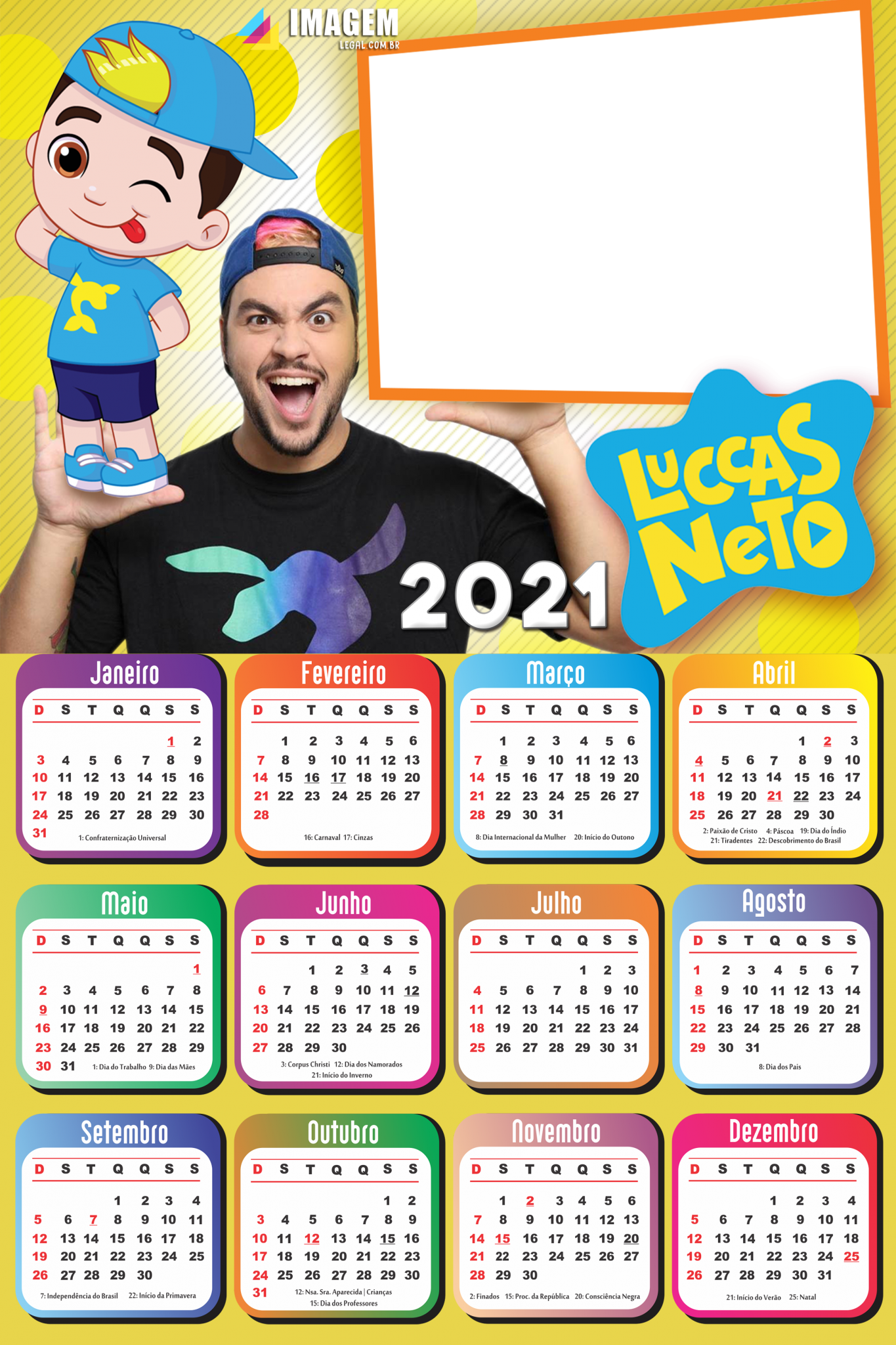 Calendário 2021 Luccas Neto e Giovanna PNG - Imagem Legal
