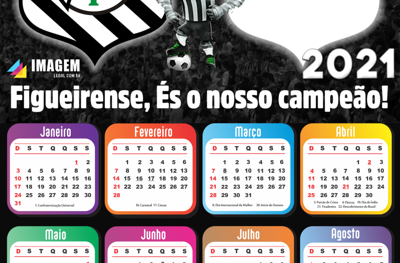 Moldura Calendário 2021 Figueirense PNG | Imagem Legal