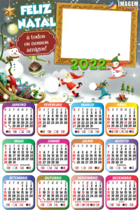 Moldura de Calendário 2023 Feliz Natal Cheio de Paz e Amor PNG para colagem  de foto no fundo transparente e impri…