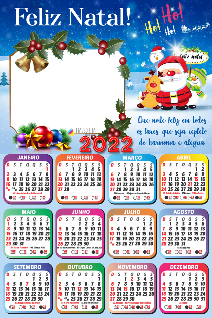 Moldura de Calendário 2023 Feliz Natal Cheio de Paz e Amor PNG para colagem  de foto no fundo transparente e impri…