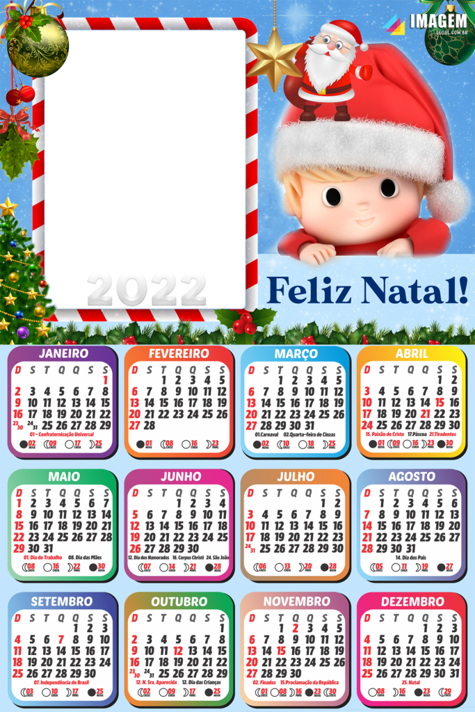 Montagem De Fotos Grátis Calendário 2022 Natal Menino Noel Imagem Legal