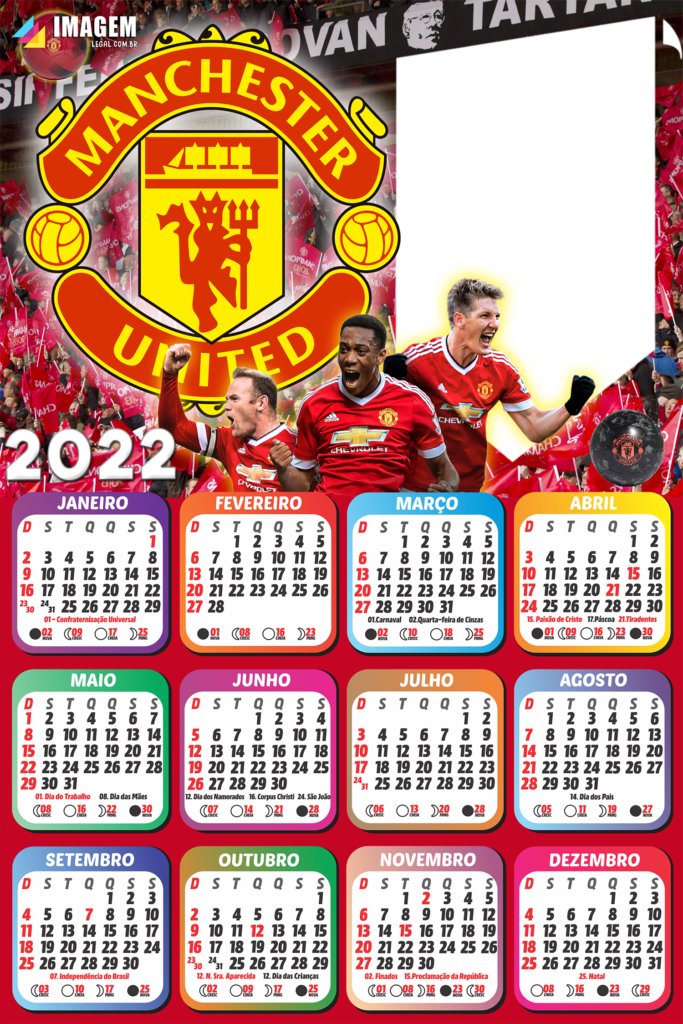 Calendário 2022 Manchester United Football Club - Imagem Legal