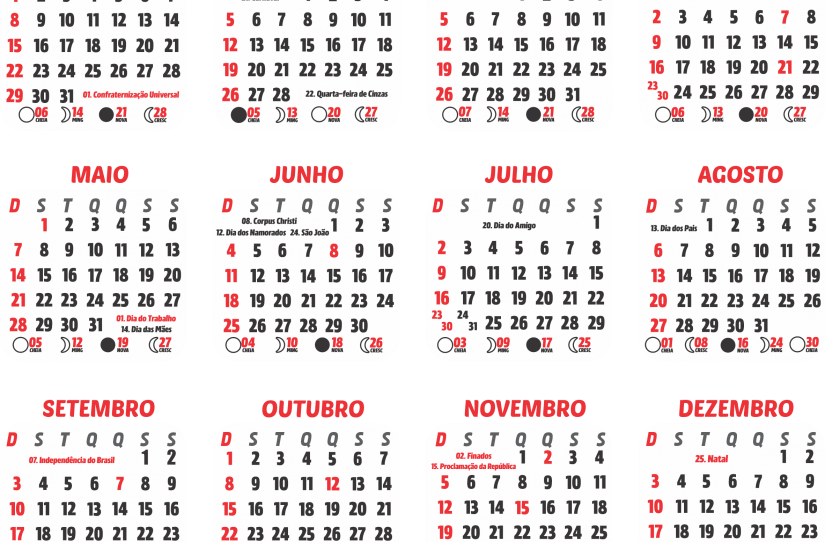 Calendario Ano 2024