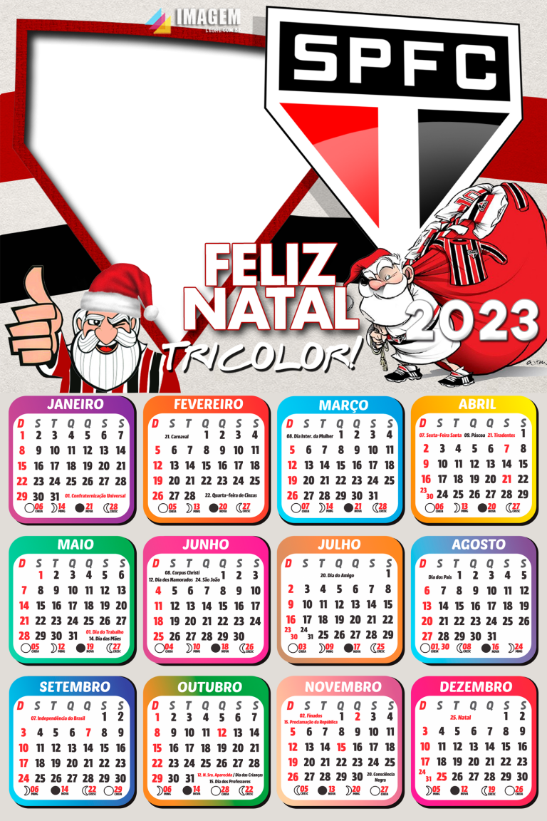 Calendário 2023 Papai Noel São Paulino Colar No Corel Draw Imagem Legal