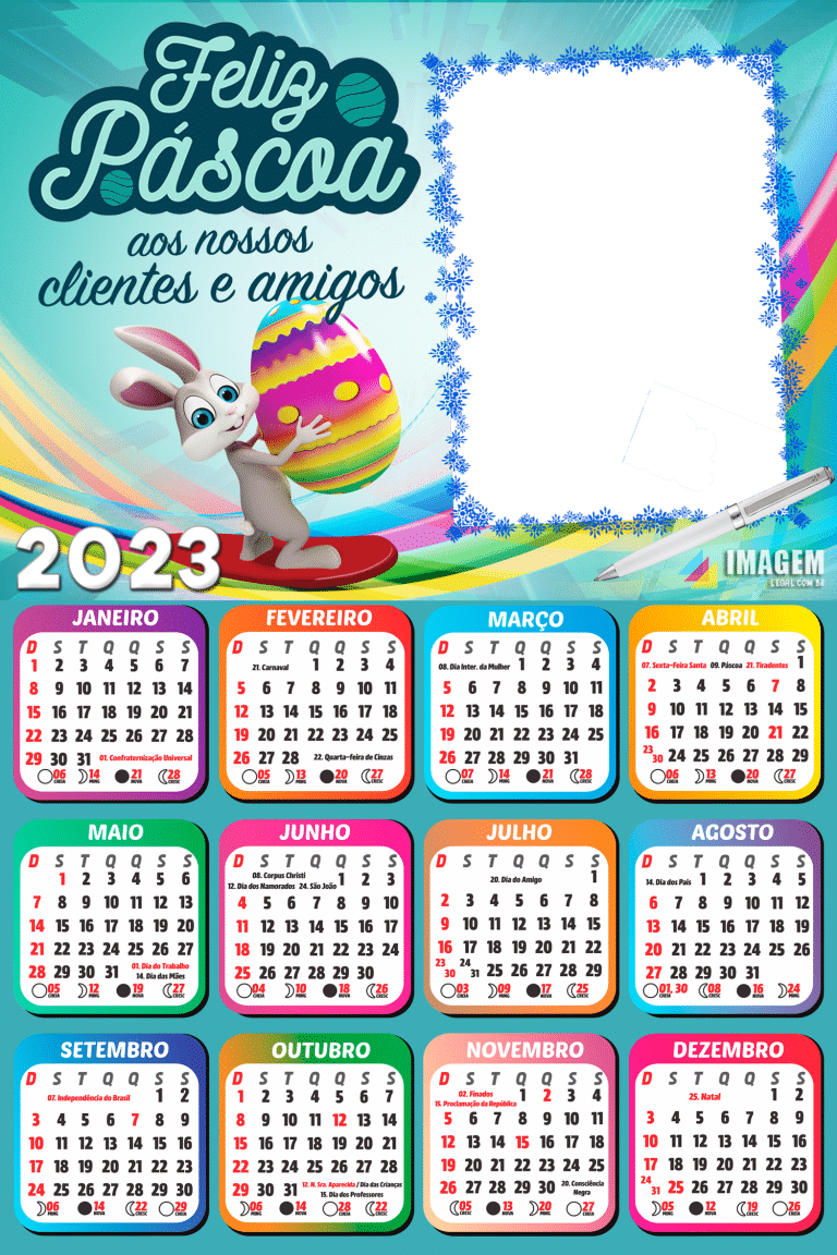 Calendário 2023 Feliz Páscoa aos Nossos Clientes e Amigos PNG Imagem