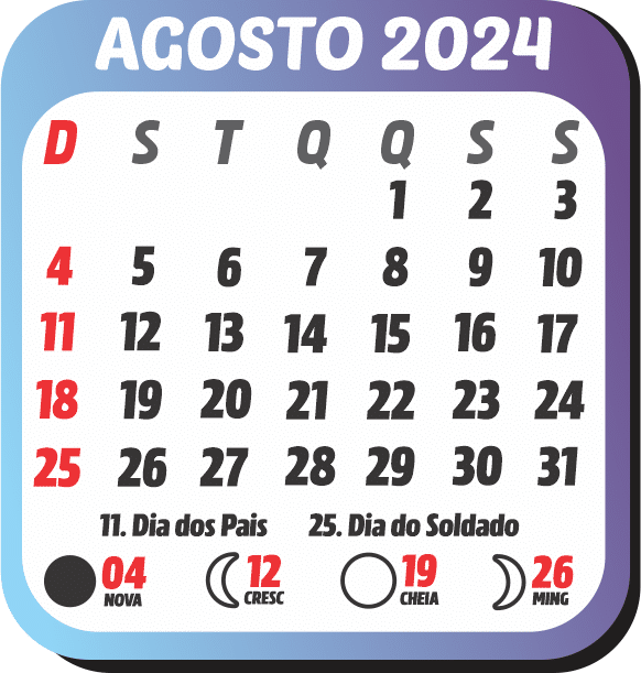 Agosto 2024 Calendário Imagem Legal