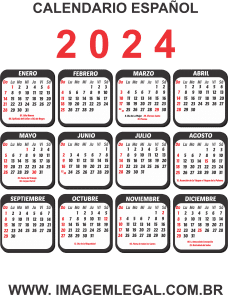 Calendário 2024 para Baixar Grátis em PNG, JPG e CDR - Imagem Legal