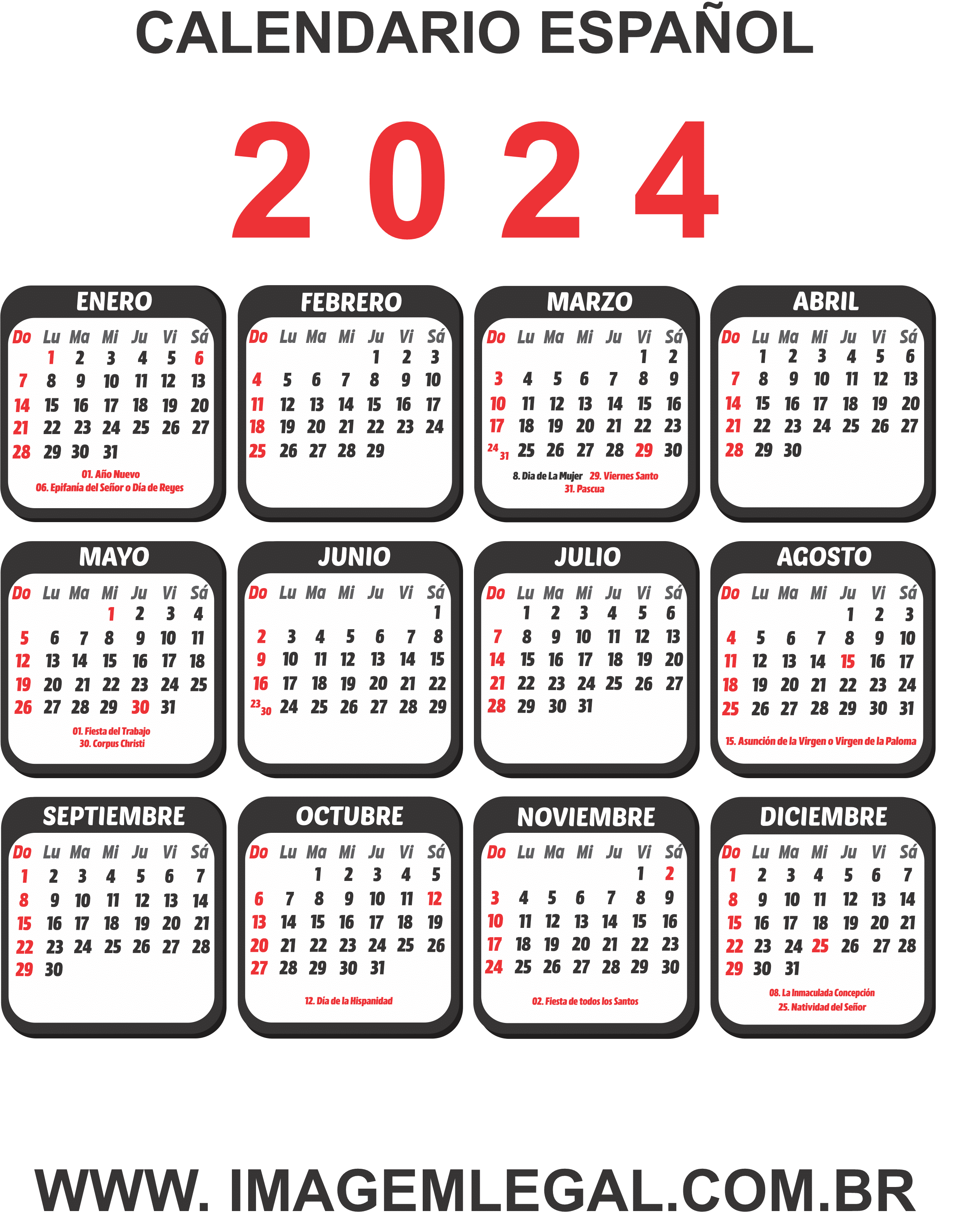 Calendário 2024 para baixar