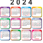 Calendario 2024 Español con Dias Festivos Vistoso - Imagem Legal