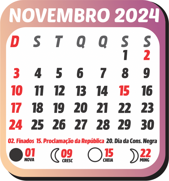Novembro 2024 Calendário Imagem Legal