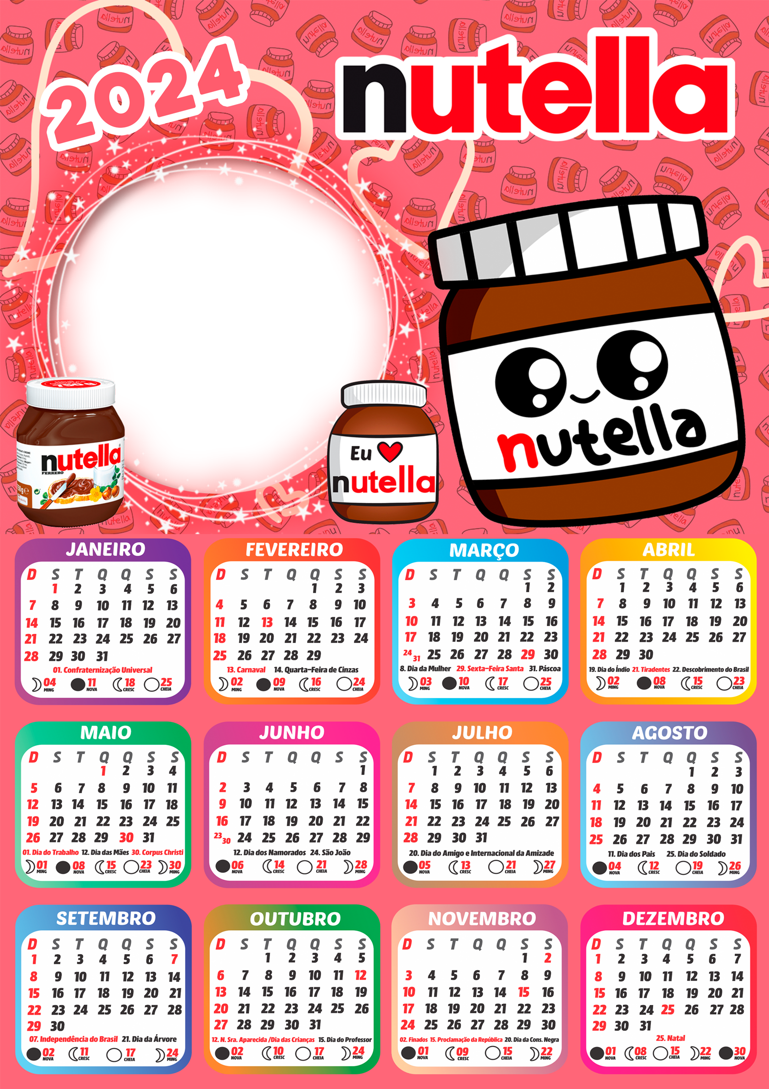 Moldura Calendário 2024 Nutella PNG Imagem Legal