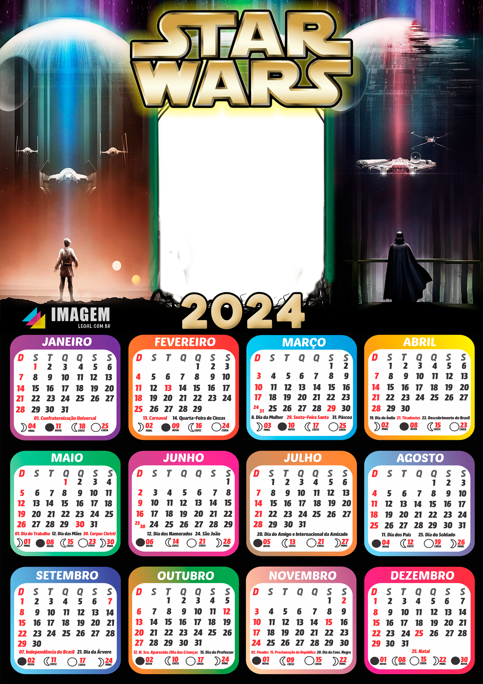 Moldura Calendário 2025 Star Wars PNG Imagem Legal