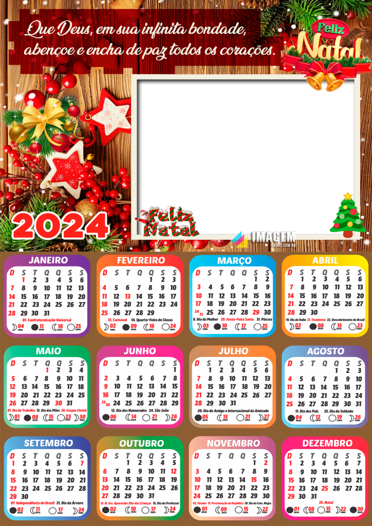 Moldura Calendário 2024 Feliz Natal De Paz Em Todos Os Corações Png Imagem Legal 7127