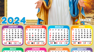 Calendário Maria Rogai por Nós Moldura Colagem de Foto Imagem Legal