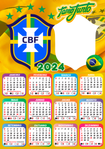 Calendário 2024 Time de Futebol em PNG para Colagem de Foto - Imagem Legal