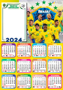 Calendário 2024 Time de Futebol em PNG para Colagem de Foto - Imagem Legal