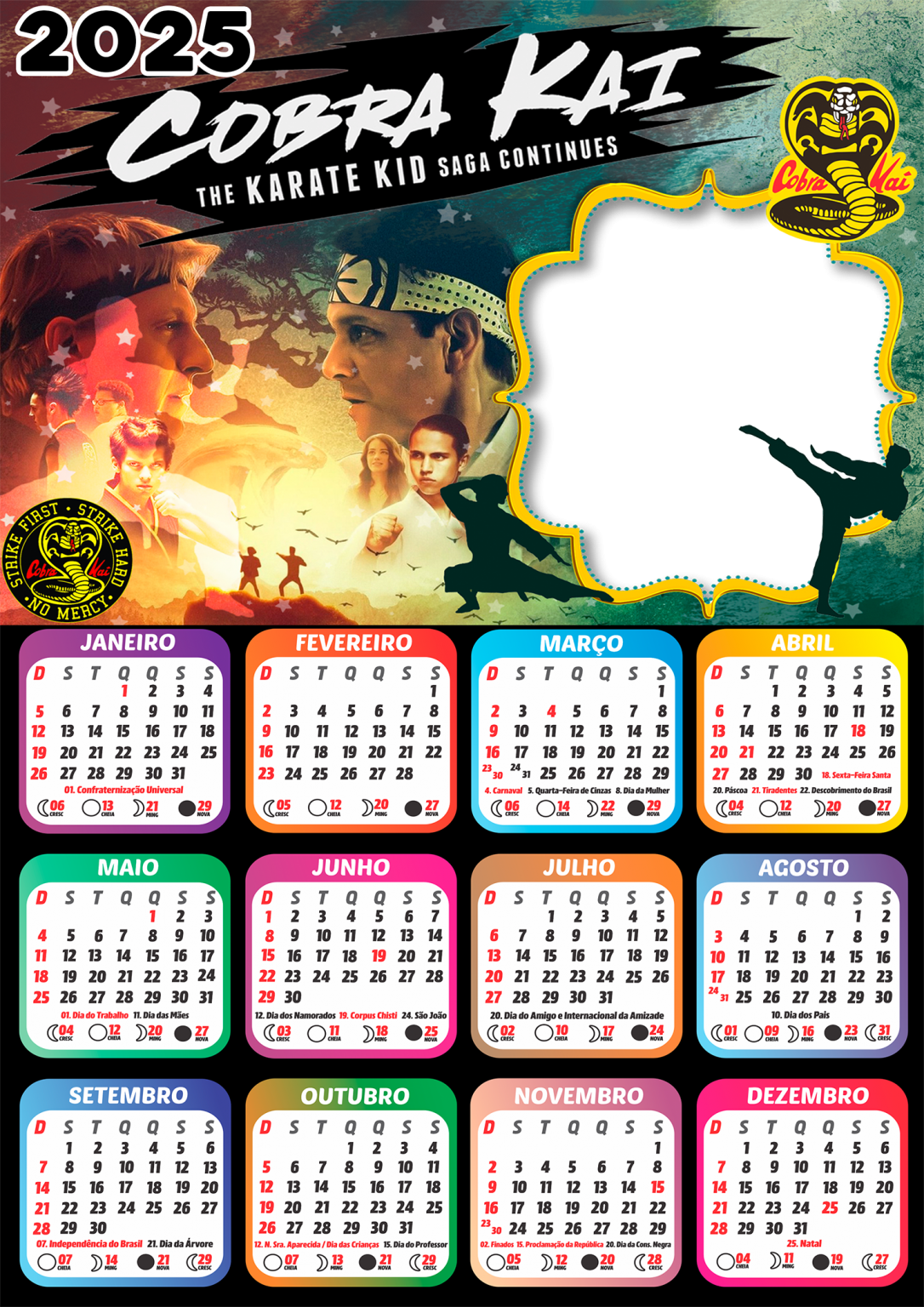 Calendário 2025 Cobra Kai PNG Imagem Legal