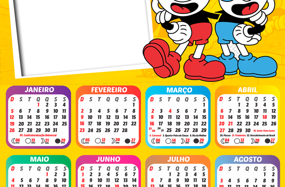 Calendário 2025 CupHead PNG Imagem Legal